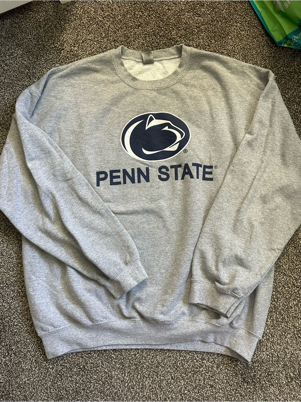 Gildan Gray Crewneck Sweatshirt with Navy Penn State Logo